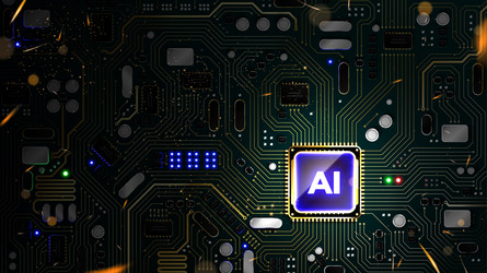 ai chipset processor with golden circuits vector image