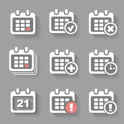 calendar icons- event add delete progress white vector