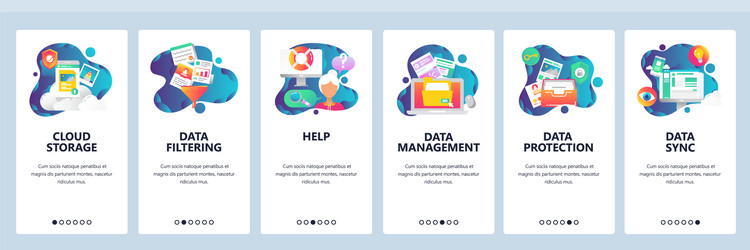 Onboarding Screens - Cloud & Data vector image
