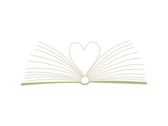 open book with pages folded in shape of heart vector image