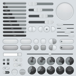 set of interface buttons grey collection slider vector