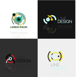 set of linear abstract logos swirl circle vector image