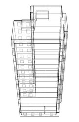 wire-frame model a multi-storey building vector