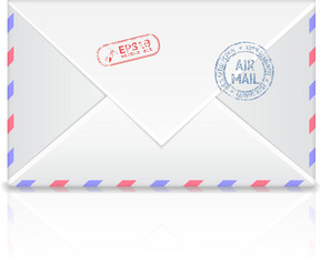 air mail envelope with postal stamp isolated vector