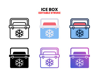 ice box icon set with different styles vector image