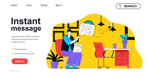 instant message concept for landing page template vector image