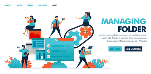 manage folder file data and document for jobs vector image