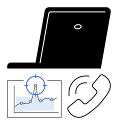 digital workspace with laptop graph analytics vector image