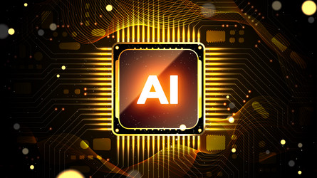 Glowing ai chipset processor and circuits vector