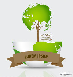 save the world tree shaped map on a globe vector image