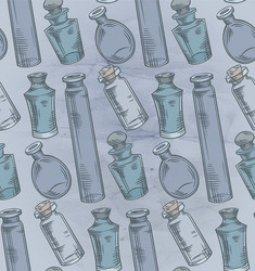 Seamless texture with colorful sketch bottles vector