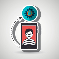 Cellphone hacker app icons vector