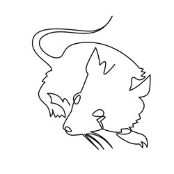 Continuous one line drawing rat chinese zodiac vector