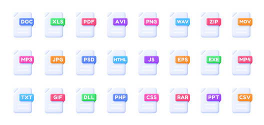 files set in 3d style design vector image