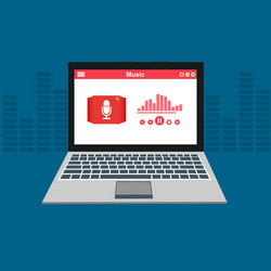 media player application app template with flat vector image