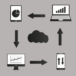 mobile devices computer and business icons set vector image