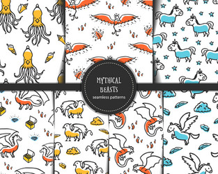 Mythical Creature Patterns vector image
