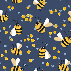 seamless pattern with bees on color background vector image