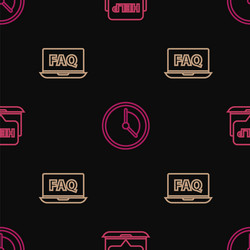 set line laptop and help faq time management vector image