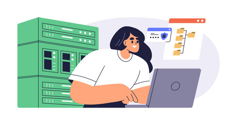 system administrator and server data computer vector image