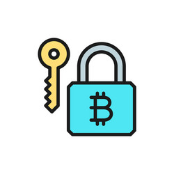 Bitcoin lock with key cryptocurrency blockchain vector