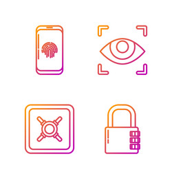 set line safe combination lock smartphone vector image