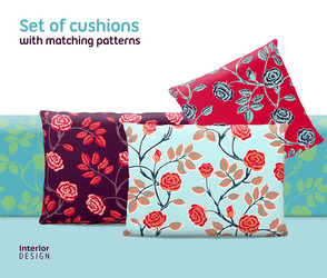 Set of cushions and pillows with matching seamless vector