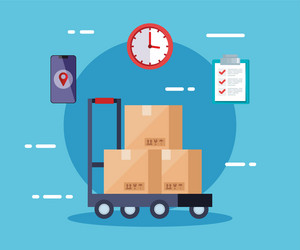delivery logistic service with boxes and icons vector image