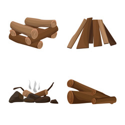 isolated object timber and nature icon set vector image