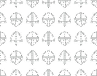 seamless pattern with viking combat helmets vector