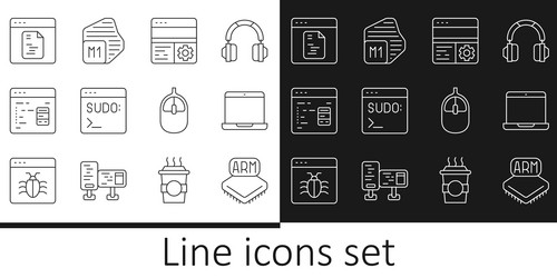 set line processor laptop debugging code vector image