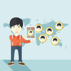 world map with same faces every destination vector image