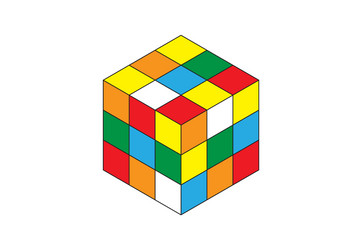 Color magic cube multi icon logic game Royalty Free Vector