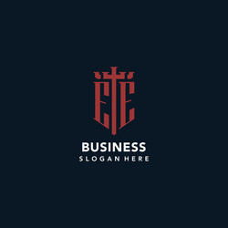 ee initial monogram logos with sword and shield vector image