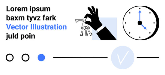 hand holding keys clock and checklist elements vector image