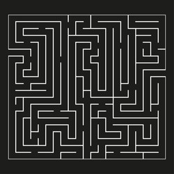 maze puzzle icon complex labyrinth shape black vector image