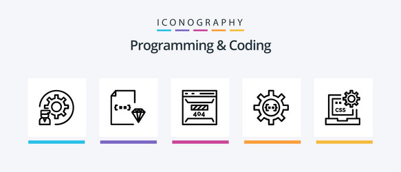 programming and coding line 5 icon pack including vector image