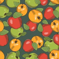 seamless pattern with apples of different colors vector image