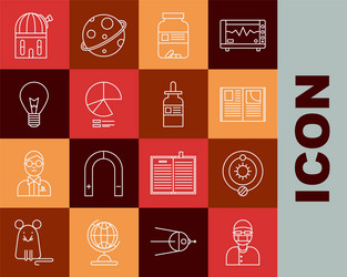 set line assistant solar system open book vector image