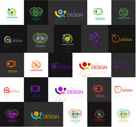 set of linear abstract logos swirl circle vector image