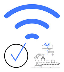 smart factory automation with wireless network vector image