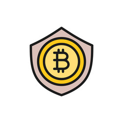 bitcoin coin with shield protection blockchain vector image
