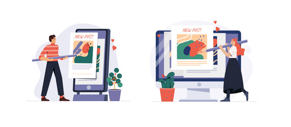 Bloggers Creating Content vector image