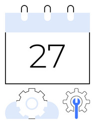 calendar page and gears representing workflow vector image