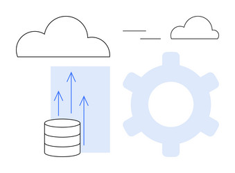 cloud data storage and processing with gear vector image