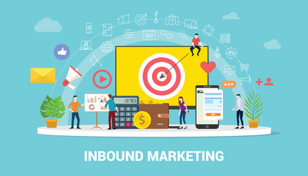 inbound marketing concept strategy team working vector