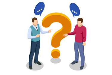 isometric question marks message box vector image
