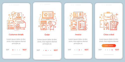 making sales onboarding mobile app page screen vector