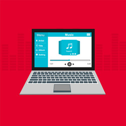 media player application app template with flat vector image