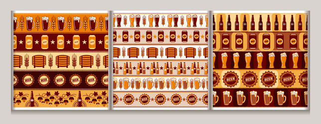 patterns with beer icons in simple flat style vector image